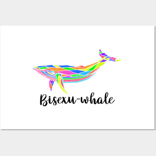 Bisexu whale Funny Bisexual Design Rainbow Colours Posters and Art